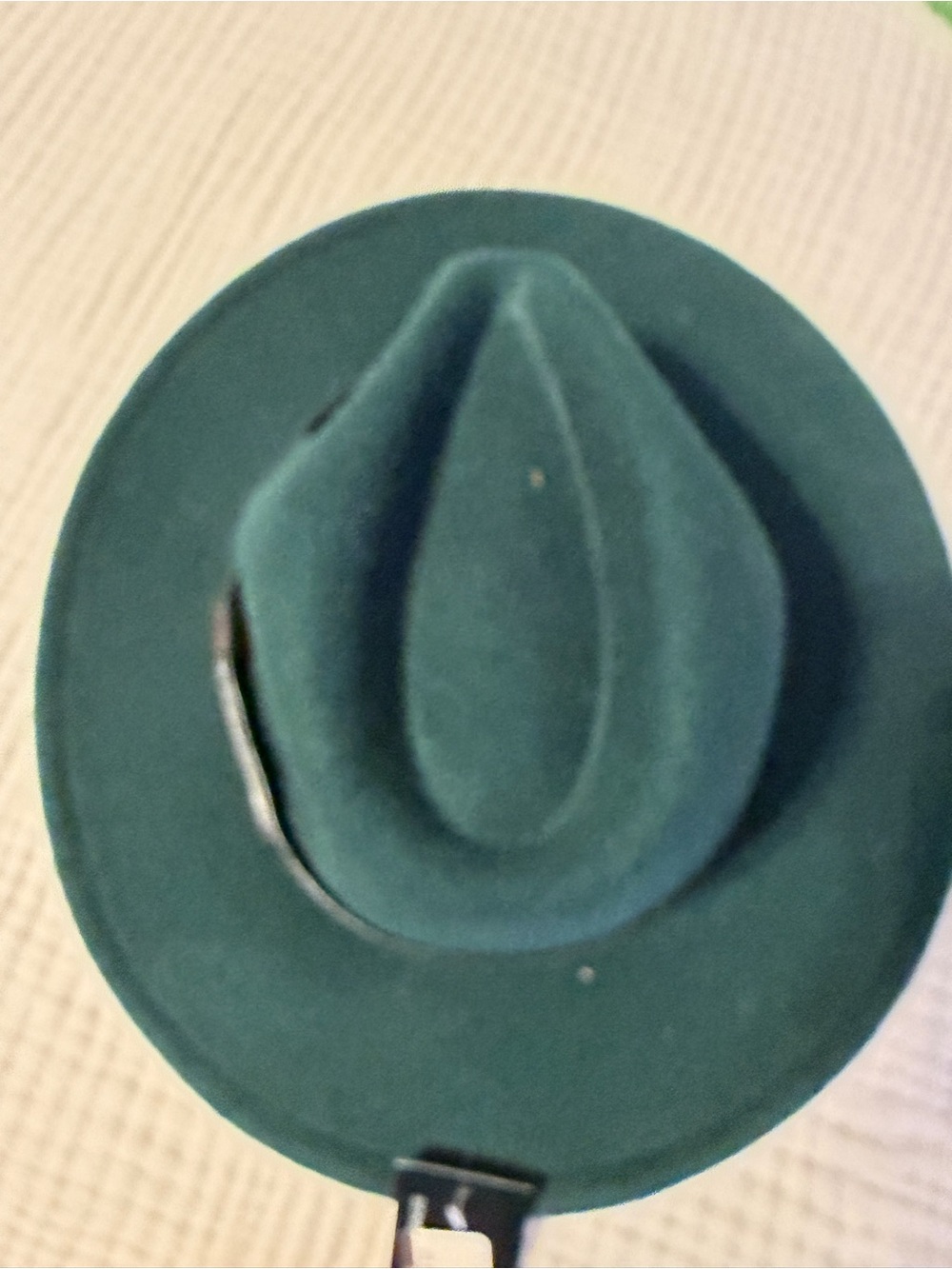 NWT Green Wool Felt Flat Brim Fedora Hat